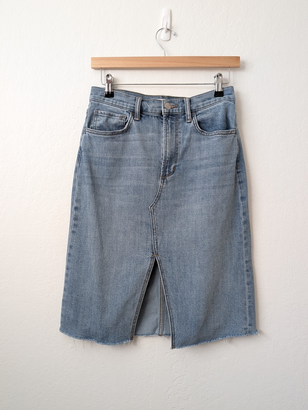 Joe's Jeans High-Rise Tatiana Light Wash Denim Midi Skirt Size 27